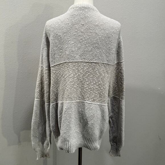 Boathouse Row Oversized Cotton Textured Fisherman Knit Sweater Cream Women L - Picture 2 of 7